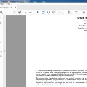 Daewoo Doosan Mega Mega 160 160TC Shop Manual 023-00035E – PDF DOWNLOAD