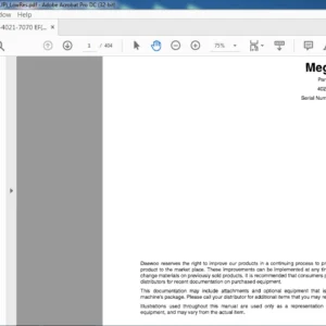Daewoo Doosan Mega 300 parts Manual sn 0001 and up – PDF DOWNLOAD