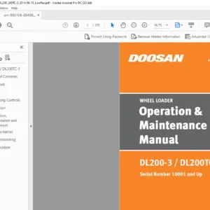 Daewoo Doosan WHEEL LOADER DL200-3  DL200TC-3 Operation & Maintenance Manual 950106-00439BNA-1 - PDF DOWNLOAD