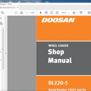 Daewoo Doosan WHEEL LOADER DL220-5 Shop Manual 950106-01724E-1 – PDF DOWNLOAD