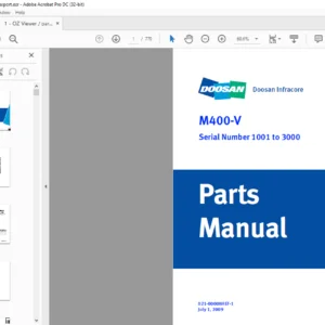 Daewoo Doosan M400-V Parts Manual Serial Number 1001 to 3000 – PDF DOWNLOAD