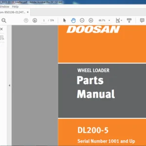 Daewoo Doosan WHEEL LOADER DL200-5 Parts Manual 950106-01247EF – PDF DOWNLOAD