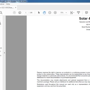 Daewoo Doosan  excavator Solar 420LC-V Operation and Maintenance Manual 022-00026AE – PDF DOWNLOAD
