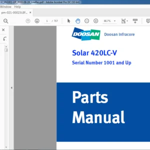 Daewoo Doosan excavator Solar 420LC-V PARTS MANUAL SERIAL Number 1001 and up – PDF DOWNLOAD