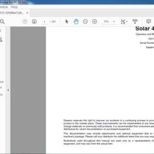 Daewoo Doosan excavator Solar 470LC-V Operation and Maintenance Manual 022-00022E – PDF DOWNLOAD