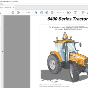Massey Ferguson 6400 Series 6445 6455 6460 6465 6470 6475 6480 Dyna-6 Operator Instruction Manual