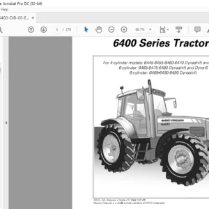 Massey Ferguson 6400 Series 6445 6455 6460 6470 6465 6475 6480 6485 6490 6495 Dyna-6 Operator Manual