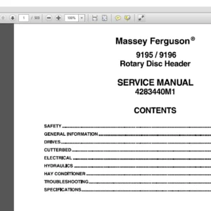 Massey Ferguson 9195 9196 Rotary Disc Header Service Manual – PDF DOWNLOAD