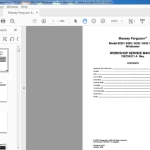 Massey Ferguson EU Harvesting 9220 9420 5230 5240 5260 Windrower Service Manual – PDF DOWNLOAD
