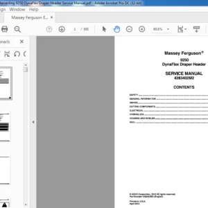 Massey Ferguson EU Harvesting 9250 DynaFlex Draper Header Service Manual – PDF DOWNLOAD