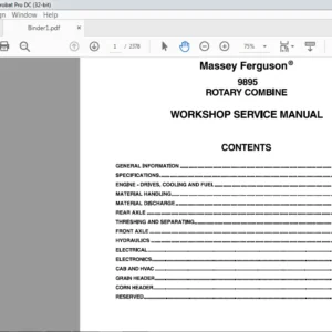 Massey Ferguson EU Harvesting 9895 Rotary Combines Service Manual – PDF DOWNLOAD