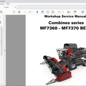 Massey Ferguson EU Harvesting MF7360 – MF7370 BETA Combines Series Service Manual – PDF DOWNLOAD