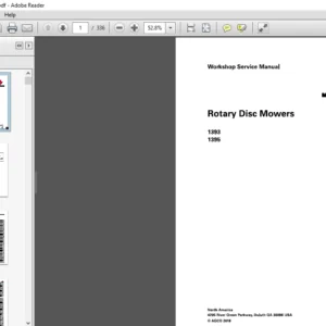 Massey Ferguson EU Hay Equipment 1393 1395 Rotary Disc Mower Service Manual – PDF DOWNLOAD