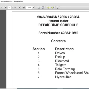 Massey Ferguson EU Hay Equipment 2846 2846A 2856 2856A Repair Time Schedule Manual – PDF DOWNLOAD