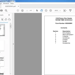 Massey Ferguson EU Hay Equipment 9186 Rotary Disc Header Repair Time Schedule Manual – PDF DOWNLOAD