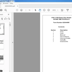 Massey Ferguson EU Hay Equipment 9195 9196 Rotary Disc Header Repair Time Schedule Manual – DOWNLOAD