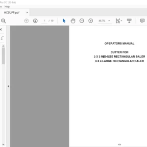 Massey Ferguson EU Hay Equipment Cutter for Rectangular Baler Operator’s Manual – PDF DOWNLOAD