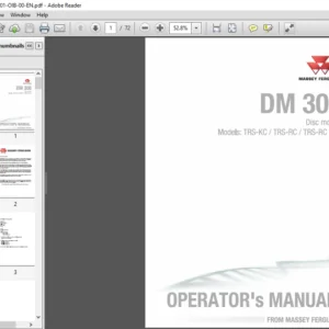 Massey Ferguson EU Hay Equipment DM 306 TRS-KC TRS-RC TRS-RC DUO Disc Mower Operator’s Manual – PDF