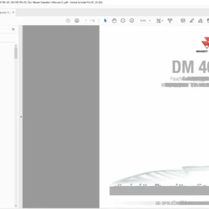 Massey Ferguson EU Hay Equipment DM 408 TRC-KC DM 408 TRS-RC Disc Mower Operator’s Manual – DOWNLOAD