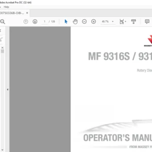 Massey Ferguson EU Hay Equipment MF 9316S 9316D Rotary Disc Header Operator’s Manual – PDF DOWNLOAD