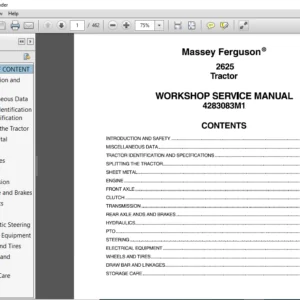Massey Ferguson EU Tractor 2625 Workshop Service Manual – PDF DOWNLOAD