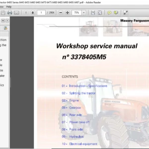 Massey Ferguson EU Tractor 6400 Series Workshop Service Manual – PDF DOWNLOAD