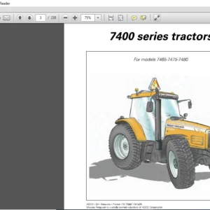 Massey Ferguson EU Tractor 7400 Series 7465-7475-7480 Operator Instruction Manual – PDF DOWNLOAD