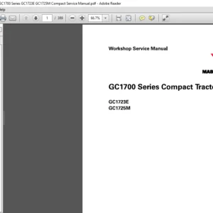 Massey Ferguson EU Tractor GC1700 Series GC1723E GC1725M Compact Service Manual – PDF DOWNLOAD