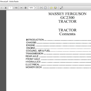 Massey Ferguson EU Tractor GC2300 Service Manual – PDF DOWNLOAD