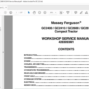 Massey Ferguson EU Tractor GC2400 GC2410 GC2600 GC2610 Service Manual – PDF DOWNLOAD