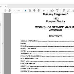 Massey Ferguson EU Tractor MF 1523 Service Manual 4283068M1 – PDF DOWNLOAD