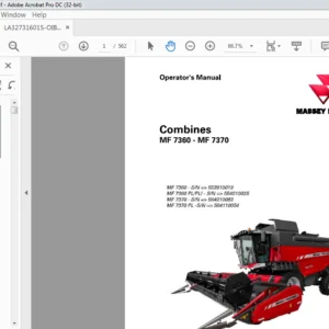 Massey Ferguson Harvesting MF 7360 – MF 7370 Combines Operator’s Manual – PDF DOWNLOAD
