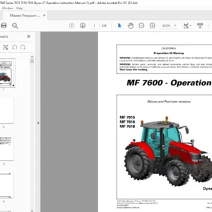 Massey Ferguson MF 7600 Series 7615 7616 7618 Dyna VT Operation Instruction Manual - PDF DOWNLOAD