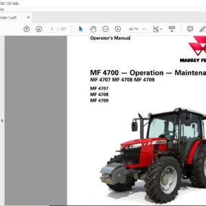 Massey Ferguson SA MF 4700 Series 4707 4708 4709 Operator's Manual - PDF DOWNLOAD
