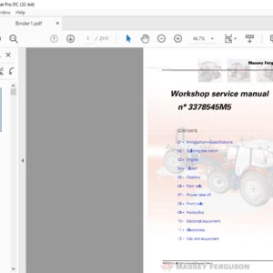 Massey Ferguson SA MF5400 Series Workshop Manual - PDF DOWNLOAD