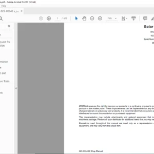 Daewoo Doosan excavator solor 300lc-v shop manual 023-00043E – PDF DOWNLOAD