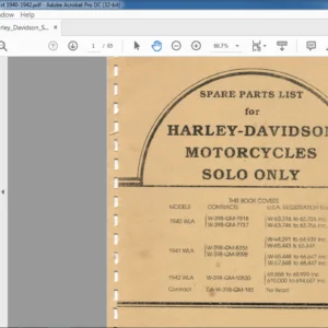 1940-1942 HARLEY DAVIDSON MOTORCYCLES SPARE PARTS MANUAL