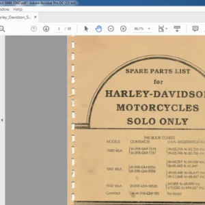 1940-1942 Harley Davidson Service Parts Manual  - PDF DOWNLOAD