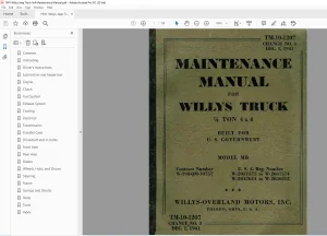 1941 Willys Jeep Truck 4x4 Maintenance Manual - PDF DOWNLOAD