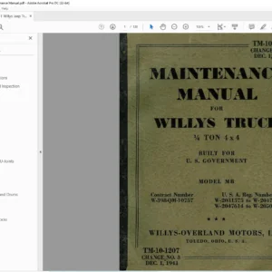 1941 Willys Jeep Truck 4x4 Maintenance Manual - PDF DOWNLOAD