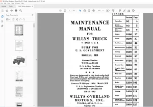 1942 Willys Truck 4x4 Maintenance Manual - PDF DOWNLOAD