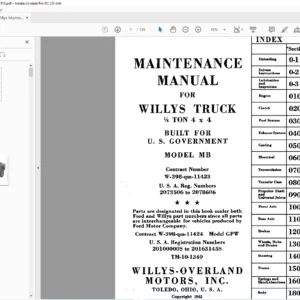 1942 Willys Truck 4x4 Maintenance Manual - PDF DOWNLOAD