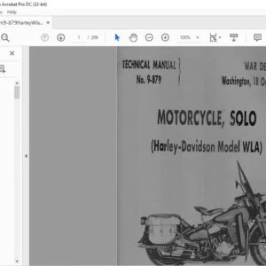 1943 HARLEY DAVIDSON WLA SOLO TECHNICAL MANUAL