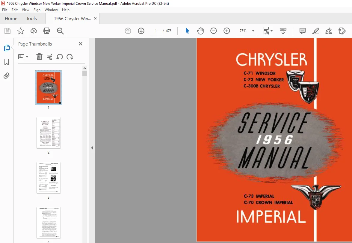 1956 Chrysler Windsor New Yorker Imperial Crown Service Manual - PDF DOWNLOAD - Image 2