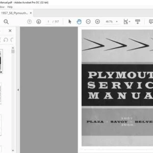 1957-1958 PLYMOUTH PLAZA SAVOY BLEVEDERE SERVICE MANUAL