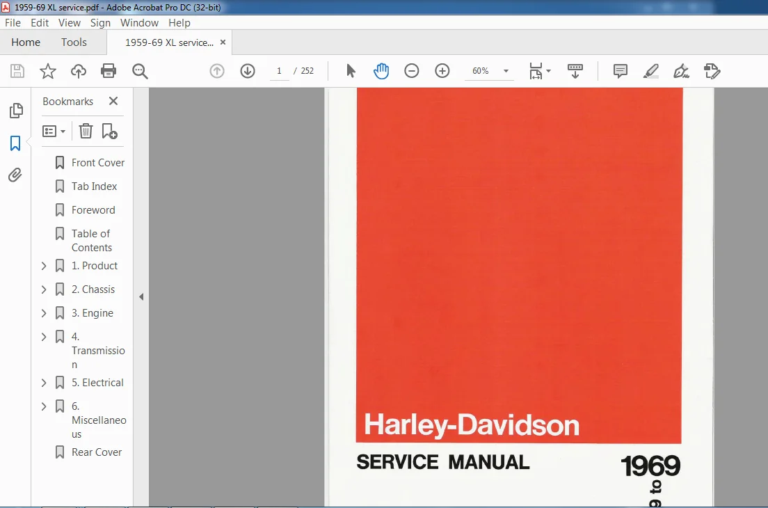 1959-1969 HARLEY DAVIDSON SPORTSTER SERVICE MANUAL 