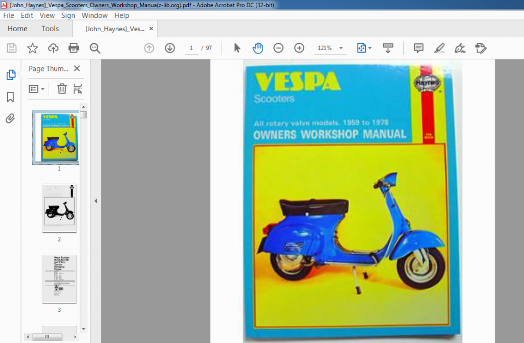 1959-1978 VESPA SCOOTER OWNERS WORKSHOP MANUAL - HeyDownloads - Manual ...