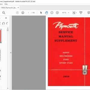 1959 PLYMOUTH PLAZA SAVOY BLEVEDERE SUPPLEMENT SERVICE MANUAL