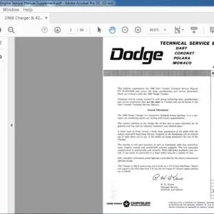 1966 Dodge Charger & 426 Hemi Engine Service Manual Supplement - PDF DOWNLOAD