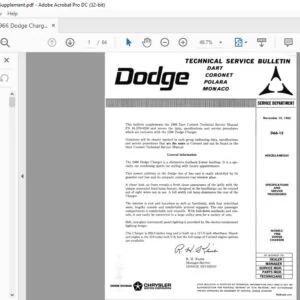 1966 Dodge Charger 426 Hemi Supplement Manual